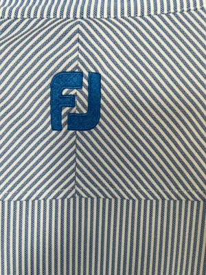 Footjoy Mens Short Sleeve Stripes Polo Golf Shirt Size Large Blue/White thumbnail 5
