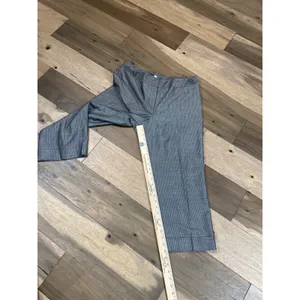 Loft Pants Size 14 Ann Crop Wide Leg Gray White Pinstripe High Rise Cotton thumbnail 6