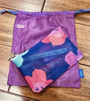IPSY Glam Purple & Floral Mesh Cosmetic Bags thumbnail 1