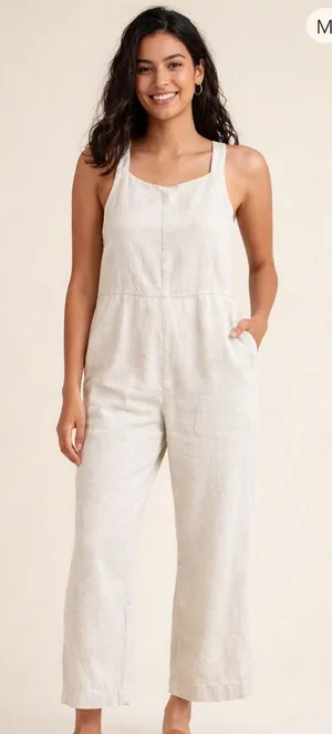 Old Navy Wide Leg Linen‑Blend Jumpsuit – Size M Like New thumbnail 1