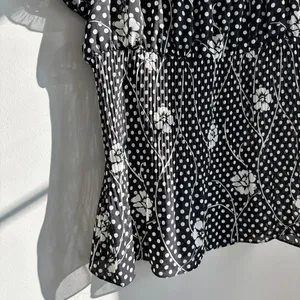 Serenade Polka Dot Floral Babydoll Top Pleated Blouse Sheer Boho Fairy Large thumbnail 13