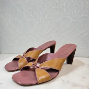 Cole Haan Womens Leather Slip On Heels 7B Tan Mauve Cross Straps Open Toe thumbnail 7