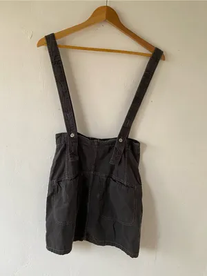 Free People cotton Charcoal Button-Front Pinafore Mini Skirt thumbnail 6