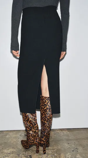 Zara Knit SLIT PENCIL SKIRT thumbnail 1
