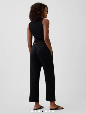 Gap Black Easy Pants Cotton Blend Drawstring Waist Medium thumbnail 3