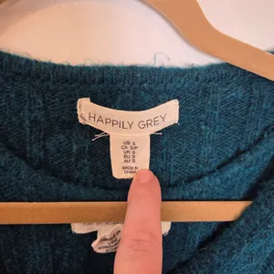 Happily Grey Sweater Dress Cardigan Set Aqua Teal Blue Cozy Loungewear Preppy S thumbnail 9