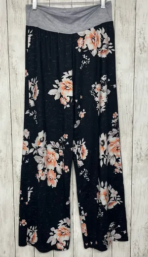 Floral Wide Leg High Waisted Soft Loungewear Comfy Pajama PJ Pants Size: Medium thumbnail 1