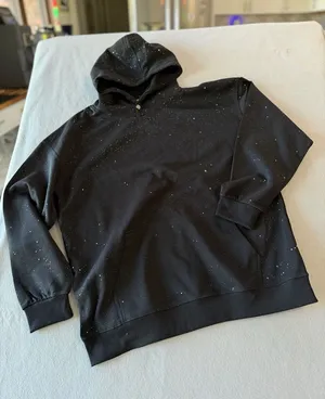 Black with Silver Sparkles Pullover Hoodie Size XXL #260893 thumbnail 1