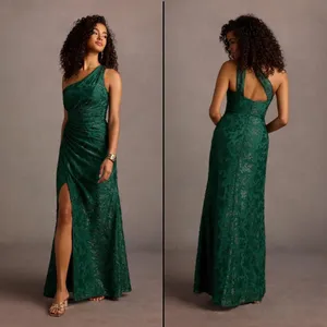 NWT Azazie Georgina Emerald One-Shoulder Maxi Dress Size 10 thumbnail 2