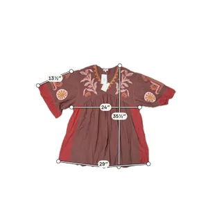 NWT Easel Floral Embroidered Boho Babydoll Mini Dress Mocha Brown M thumbnail 5