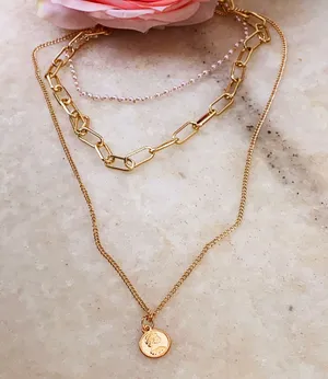 Pearl Paper Clip Multi Layered Necklace thumbnail 3