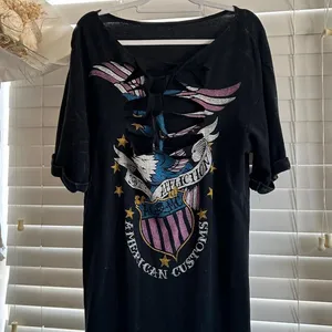 Affliction eagle graphic cutout burnout wash maxi tshirt dress Y2K grunge Small thumbnail 2
