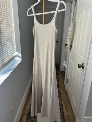Buck Mason Surplus Rib Scoop Neck Midi Dress Neutral Heather Cream XS $118 thumbnail 6