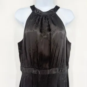 Loft Jacquard Halter Maxi Dress Sz 8 Whimsigoth Y2K Formal Floral Old Hollywood thumbnail 3