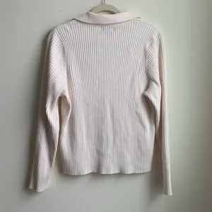 Old Navy Rib-Knit Johnny Collar Sweater Top (Sz XXL) White Ribbed Long Sleeve thumbnail 4