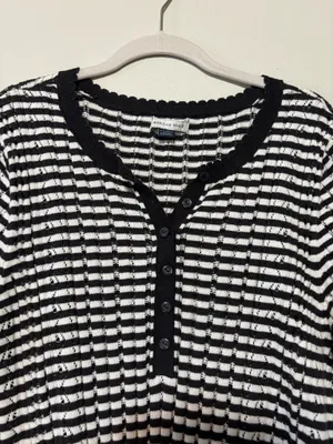 American Eagle Henley Pointelle Sweater T-Shirt thumbnail 3