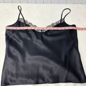 Lauren Ralph Lauren Black Silk Satin Lace Trim Camisole Top Size‎ 12 thumbnail 6
