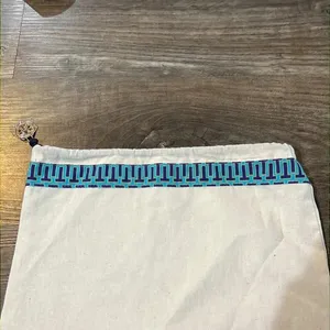 NEW Tory Burch Drawstring Accessories Travel Storage Cotton Beige thumbnail 4