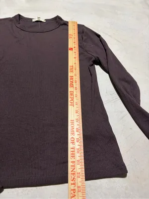 Madewell Long Sleeve Ribbed Crew Neck Shirt brown large thumbnail 5