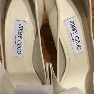 Jimmy Choo Staz Bow Mesh Pointed Pumps size 39.5 Ivory thumbnail 4