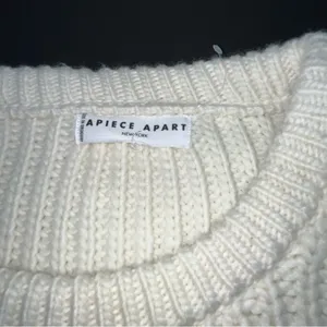 Apiece‎ Apart Cream Crewneck Wool Sweater APPROX. Size LARGE No Size Tag *FLAWED thumbnail 2