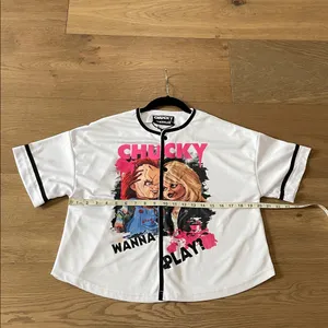 Universal Studios Chucky and Tiffany “Wanna Play?” Crop Baseball Jersey Medium thumbnail 9