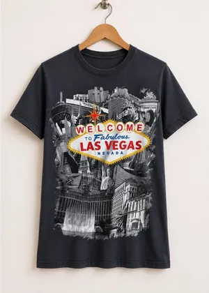 Welcome to Fabulous Las Vegas Nevada Tee Sz S Kitsch Sign‎ Gray Fitted thumbnail 1