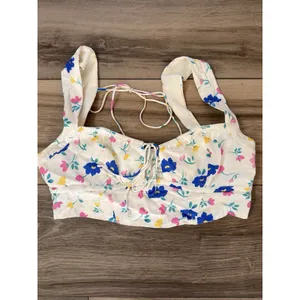 For Love And Lemons Farah Floral Bustier Crop Top White‎ Coquette Small thumbnail 2