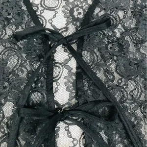 VINTAGE‎ Sheer Black Lace Tie Front Vest Top Small Goth Fairycore Grunge Y2K 90s thumbnail 5
