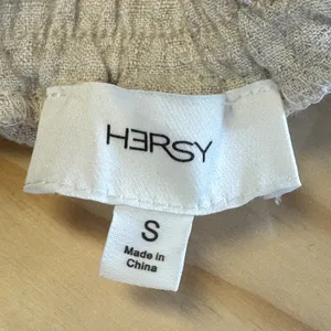 HERSY Beige Linen Blend Wide Leg Drawstring Pants HSET0008 Small Summer Relaxed thumbnail 6
