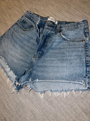Abercrombie & Fitch Black Distressed High-Rise Denim Shorts 90s relaxed cutoff 8 thumbnail 6