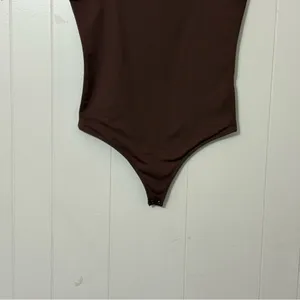 Abercrombie & Fitch Soft A&F Brown Square Neck Bodysuit Size L Stretch Fitted thumbnail 2
