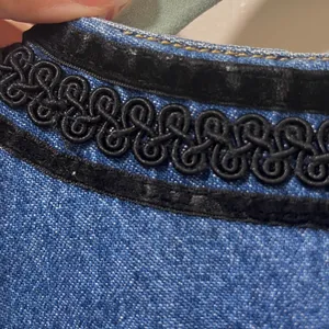 Vintage 90s Lizwear Cropped Denim Vest Small Velvet Trim thumbnail 8