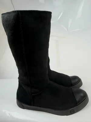 UGG Black Tall Cap Toe‎ Boots Women's 9.5 Shearling Winter thumbnail 3