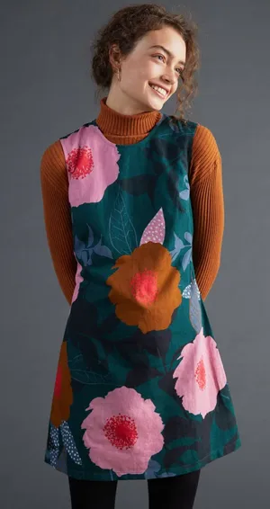 Anthropologie Floral‎ Linen Blend Shift Dress Artsy Botanical Boho Lagenlook PM thumbnail 1