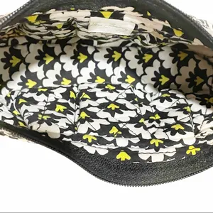 Vera Bradley Black White Floral Mini Cloth‎ Zipper Handbag thumbnail 2
