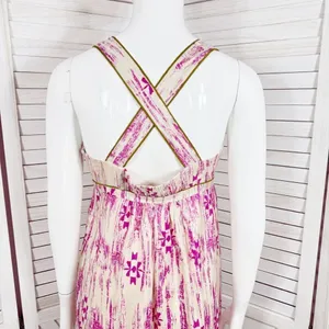 Loft Silk Ikat Tribal Print Maxi Dress Sundress Pink Cream Size‎ 2 thumbnail 9
