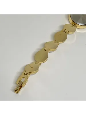Vintage women’s watch faux pearls gold tone links 21mm quartz 7” running thumbnail 8