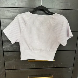 Madewell Lavender purple Short Sleeve Women's Top Shirred Crewneck Crop medium thumbnail 5