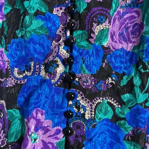 Vintage Wilroy Rare Purple Blue Floral Paisley Satin Long Sleeve Blouse Size 10 thumbnail 9