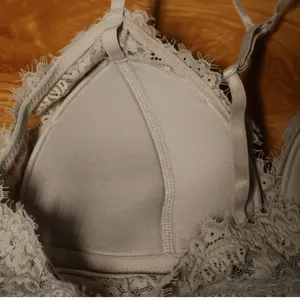 Aerie‎ Eyelash Lace Bralette Womens Size S Gray Racerback Padded T Back Comfort thumbnail 5