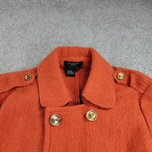 Sandro Sportswear Womens Coat Jacket Large Orange Wool Double Breasted Belted thumbnail 8