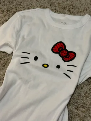 Hello Kitty Sanrio Rhinestone Bow White Baby Tee – Size S thumbnail 2