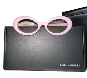 Zigi + Marais‎ Elsa Pink Oval Blue Light Glasses Milky Pink Anthropologie thumbnail 1
