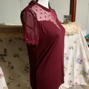 Shein Burgundy Mock Neck Blouse thumbnail 5