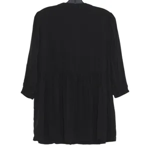 Savanna Jane Top 3/4 Sleeve Embroidered Floral Boho Folk Cottage Black Small thumbnail 2