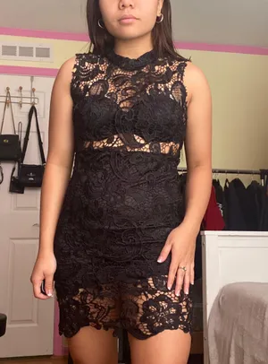 Vintage Lace Cocktail Black Dress thumbnail 1