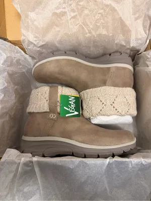 Skechers Women's Pale Taupe Knit-Cuff Ankle Boot Size 7.5 thumbnail 15