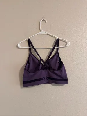 Under Armour Purple Strappy V‑Neck Longline Sports Bra thumbnail 3