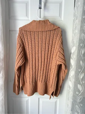 Aerie Womens Quarter Zip Pullover Sweater chunk Knit Collared Cozy size M thumbnail 7